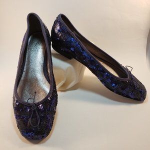 Adrianne Papell Zoe Sequined Flats Navy Blue